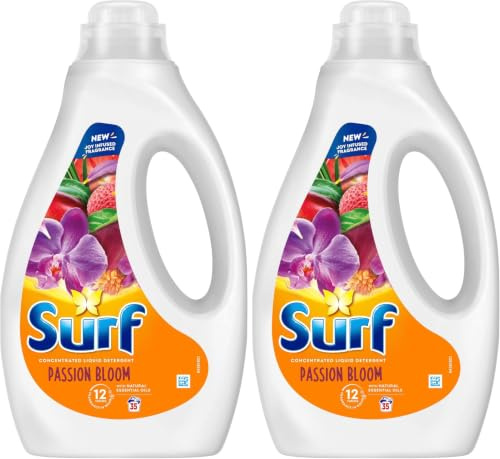 Surf Passion Bloom Laundry Washing with a joy-infused fragrance & natural essential oils lasting up to 12 hours in wear Liquid Detergent for brilliantly clean results 35 washes (Pack of 2)