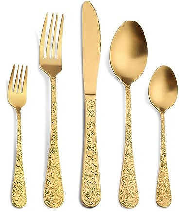 NSTVVEE 60 Piece Cutlery Set for 12, Stainless Steel Cutlery Set, Modern Imperial Flatware Set, Include Knife/Fork/Spoon & Long Teaspoon/Salad Fork Dishwasher Safe Cutlery Carving