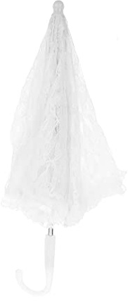 Romantischer Spitzenschirm Weiß für Hochzeit Foto Requisite | Kunststoff und Edelstahl, Leichte Bühnenrequisite mit Feiner Spitze, für Kunstwerke und Brautfotos