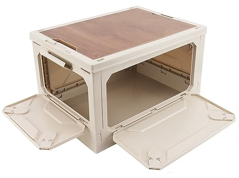 Scatola da campeggio pieghevole, casse di utilità impilabili con design a puleggia con apertura su 5 lati per auto da picnic all'aperto (Bianco piccolo)