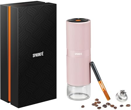 Molinillo de café eléctrico portátil, molinillo de mano recargable con rebaba cónica de acero inoxidable, ajustes de molienda ajustables, para espresso, moka, vertido, prensa francesa, infusión fría