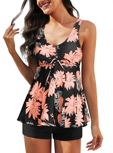 UMIPUBO Bañador Mujer Talla Grande Tankinis Estampado de Moda 2 Piezas Traje De Baño Bañadors Reductor Vientre Plano Push Up Bikinis
