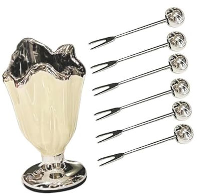 DimyFew Ensemble de fourchettes à fruits avec support pour pique-nique et rangement, Blanc