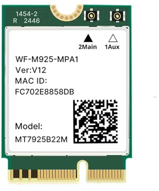 MT7925 - Tarjeta de red WiFi 7 de 5400 Mbps para Bluetooth 5.3 Tri Band 2.4G 5Ghz 6GHz M.2 NGFF Adaptador inalámbrico para Win 10 Win 11