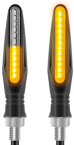 Kmuqshy 2 Pezzi Indicatori di Direzione Moto LED, Frecce moto 12V Universali con 12 LED Impermeabili, Indicatori Moto Alogene per Motociclo, Scooter, Chopper, Facili da Installare