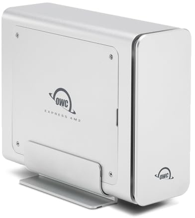 OWC Express 4M2 USB4 Boîtier 4 emplacements NVMe M.2 SSD avec SoftRAID | Jusqu'à 3200Mo/s | Raid 0/1/4/5/10/JBOD | Compatible Mac/Windows | Silencieux, Plug&Play, Aluminium