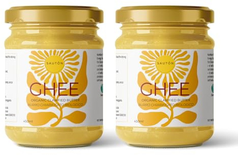 SAUTÓN Ghi 720g – Burro Chiarificato Grass Fed, Senza Lattosio e Caseina, Alto Punto di Fumo, Ricetta Ayurvedica Tradizionale, Ideale per Cucina Keto e Alte Temperature |Pack 2 Pezzi