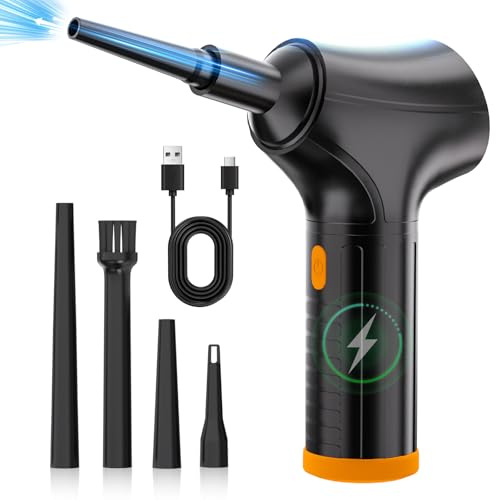 Keway Electric Compressed Air Duster - High-Power Rechargeable Cordless PC Duster with 3 Adjustable Speed Settings, Air Blower for PC Cleaning, Keyboard Duster Spray Air Can Replacement