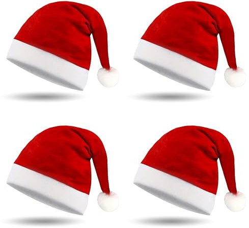 Huanmin Weihnachtsmützen Unisex, Nikolausmütze Rote, Weihnachtsmann Mütze, Unisex Größe, Weihnachtsmütze Familie, für Erwachsene & Kinder - Weihnachtsfeier Weihnachtsmarkt