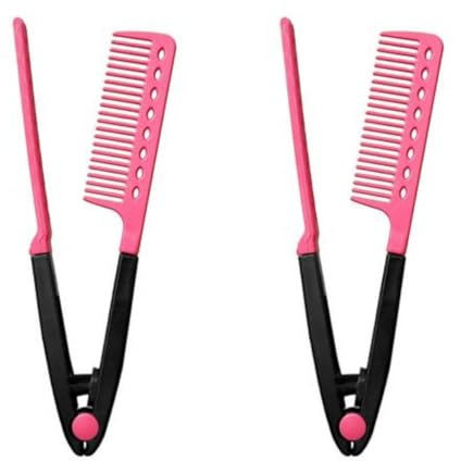 2 Stück Bartglätter für Männer, 2 Stück professioneller Haarglättungskamm, hitzebeständig, V-Typ, flach, Schneidkamm, Eisen, Friseurpflege, Styling-Werkzeug, nass trocken, geeignet für Afro-Haar