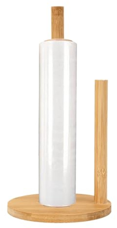 TyCylKu Küchenrollen Halter Ohne Bohren, Küchenrollenhalter, Küchenpapierhalter Stehend Holz, Landhausstil Papierrollenhalter Mit Rutschfester Basis Für Küchenarbeitsplatte, Schrank