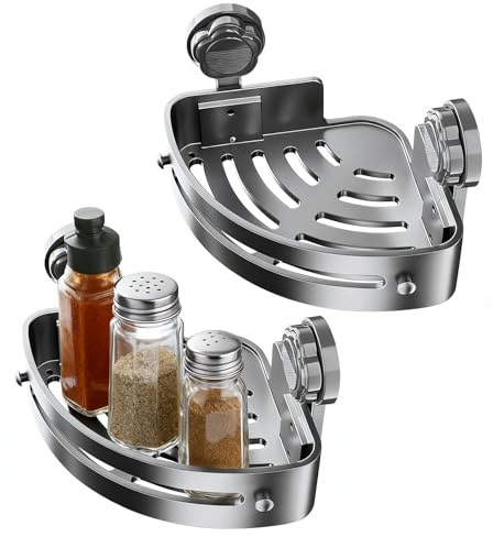 Knowlife Ripiani Doccia, 2 Pezzi Senza Trapanatura, Ripiano Angolo Bagno Parete Deposito, Per Bagno Casa Appartamento Hotel Shampoo Spugna Sapone Bagnoschiuma Articoli Igienici