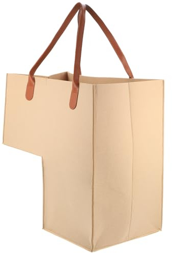 Uonlytech Grande Cesto Porta Biancheria in Feltro Beige, Pieghevole a Forma L, Salvaspazio e Semplice per Organizzare Vestiti e Giocattoli in Casa