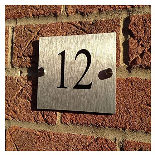 Hausnummernschild Retro Moderne Hausnummer Outdoor Silver Platte House Plaque Gebürstetes Aluminium-Verbundmaterial(25x15cm)