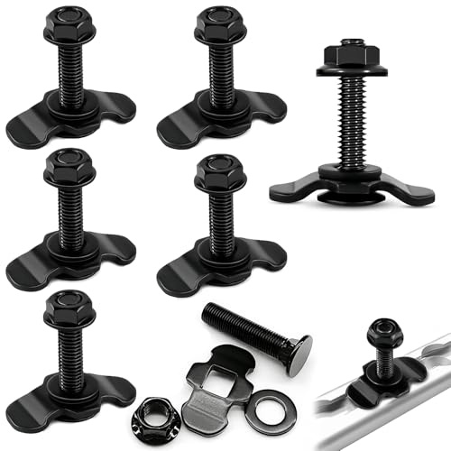 6 Stück Schraubfitting Airlineschiene, Airlineschiene Zubehör M8x40, Schienen-Gewindebolzenbeschläge, für Flugzeugschienen und Zurrschienen Fitting, Verschraubung Airline Schwarz, Endbeschlag