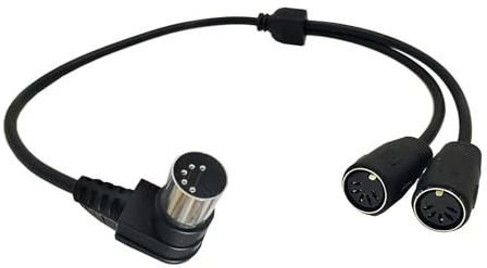 PEPWE Cable divisor DIN macho de 5 pines a doble hembra de 90 grados en ángulo de 90 grados para teclados, amplificadores, equipos, adaptadores DIN Y en ángulo