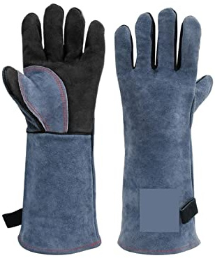 Mandil soldador, Guantes de soldadura for soldador Barbacoa Estufa de cocina Calefacción de punción Punchure Resistente Equipo de protección de cuero de 1.3 mm de espesor(1 Pair)