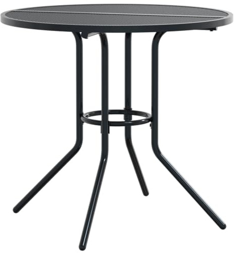 mtlskopl Gartentisch Anthrazit 80 cm rund aus pulverbeschichtetem Stahl, Gitterdesign, Modernes Design & Robustheit für Balkon Terrasse Lounge Wohnzimmer