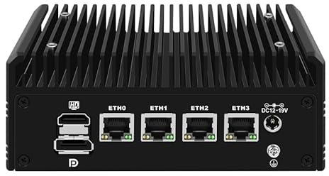 Glovary Fanless Mini PC Ryzen 5 5500U, 4 x i226V 2.5GbE LAN Micro Firewall Appliance OPNsense Router, Barebone No RAM No SSD, AES-NI, 2 x DDR4, 2 x NVMe Slot, 3 Display, Type-C Support 12-20V Power