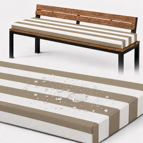 AZMAHT Cojines Exterior, Cojín Exterior En Poliéster Repelente Al Agua, Cojín Banco Exterior 50D, Cojines para Banco Exterior Antideslizante, Funda para Palets Patio,Hazel Stripe,100x40x5cm