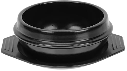 VICASKY Casseruola in Terracotta Nera per Stufato con Vassoio, Design Compatto e Riscaldamento Uniforme per Cucina Coreana