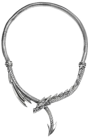 Alchemy Gothic Dragons Lure Necklace Mujer Collar Plateado peltre
