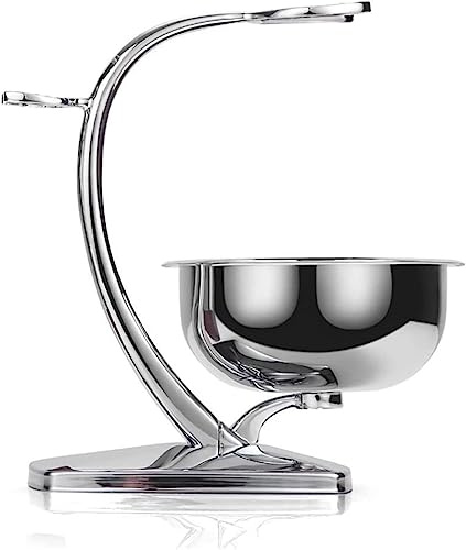 GRUTTI Set de Rasaje 2 en 1 para Hombres - Soporte Magnético + Cubeta de Acero Inoxidable, Compatible con Rasores Manuales (Sin Cepillo)