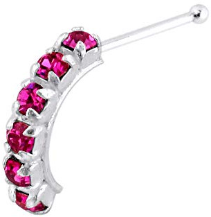 Monster Piercing | 925 Sterling Silber | Nasenpiercing Nasenstecker Stud | Hochwertige Strasssteine | Stabstärke: 22G (0,6 mm) | Stablänge: 6mm | Hypoallergen