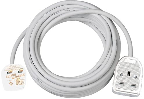 Brennenstuhl Extension Cable for home and office (3m cable for indoor use, with socket 13 A BS) white