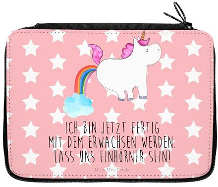 Mr. & Mrs. Panda Federmappe Einhorn Pupsen - Geschenk, Einhorn Deko, Stiftetasche, Unicorn, Pegasus, Stifterolle, Federmäppchen, Freundin,