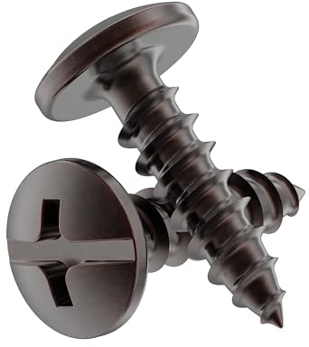8 X 5/8 Antique Copper Plated Round Head Phillips Drive Machine Wood Screws (25 Pack) | Self-Tapping Screws for File Card Holders, Cabinets, Woodworking, Antique & Modern Furniture | SCR858RHPHAC