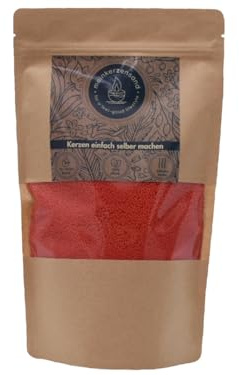 KERZENSAND Wachsgranulat 400g inkl. 3 Docht - Palmwachs Kerzengranulat - universal einsetzbar - kreativ - vielseitig - dekorativ - Farbe: Rot