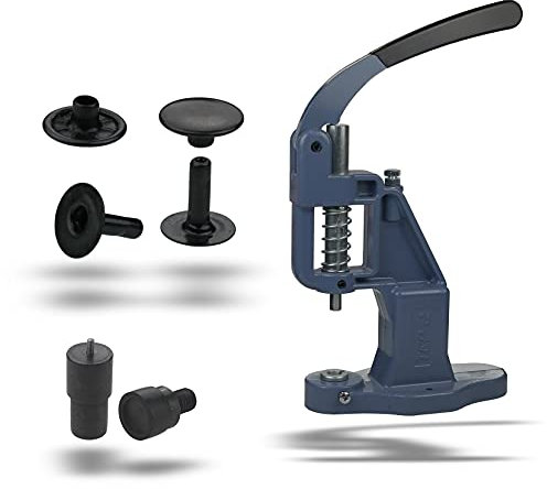 Ista Tools Nietpresse, Ösenpresse,+ Hohlnieten, Nieten, Einzelkopf 6mm, 7mm, 9mm,12mm Stahl (1, Set Presse + Hohlnieten 6x6 mm schwarz)