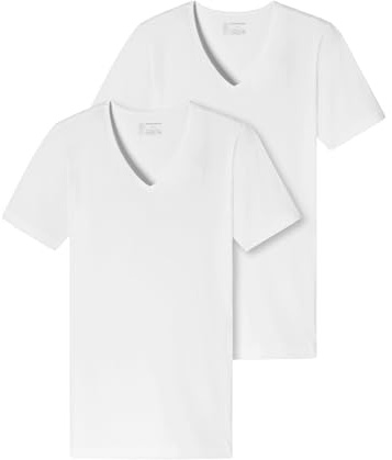 Schiesser Herren 95/5 Organic Cotton Unterhemd V-Neck Unterw sche, Weiß, L EU