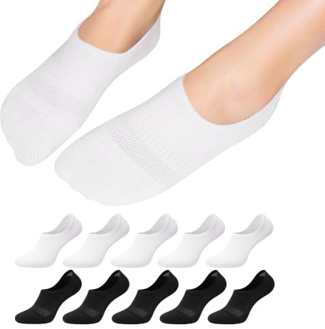 Falechay Sneaker Socken Damen Herren Füsslinge No Show Ballerina Unsichtbare Socken Unisex Schwarz Weiß 35-38