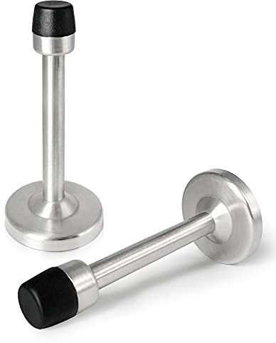 Türstopper, 2 Stück, 120 mm, Wandschutz, silberfarbener Türstopper mit gebürstetem Nickel, verhindert das Zuschlagen von Türen, geeignet für Wandmontage, Türhalterung für Home Office