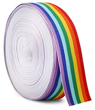 GNAGYUAN 10 Meters Regenbogen band, mehrfarbiges Ripsband Doppelseitiges Stoffband für Kunsthandwerk DIY, Geschenkverpackung, Hochzeit, Geburtstagsfeierdekoration (10M X 40MM)