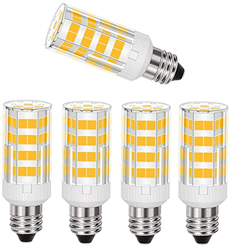 YUJIU E11 LED, All-NewYUJIU LED E11 T4 Mini-Candelabra Light Bulb 4W 40W to 50W Halogen Replacement Warm White 3000K (5 Pack)