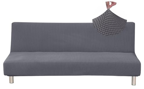 Jaotto Sofabezug Ohne Armlehne 2/3 Sitzer, Sofa Überwürfe Armlose Sofabettüberzug Jacqaurd Stretch Wasserdicht Waschbar, Sofaüberwurf Sofahusse für Clic Clac Klappcouch ohne Armlehnen,Grau