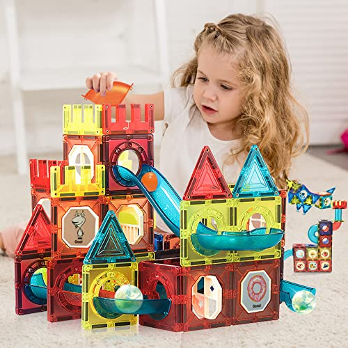 Jvchengxi Blocs de Construction Magnétiques pour Enfants, 75 Pièces Briques Magnétiques Jouets éducatifs STEM Jeux d'apprentissage de Construction Cadeau Créatif pour Filles et Garçons 3-12 Ans