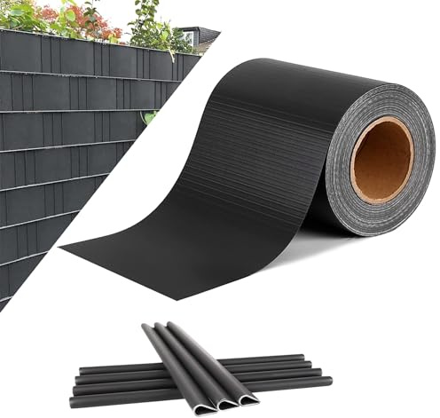 UISEBRT Bande brise-vue en PVC pour grillage double fil 35 mx 19 cm avec clips de fixation 450 g/m² Protection contre le vent de jardin Anthracite