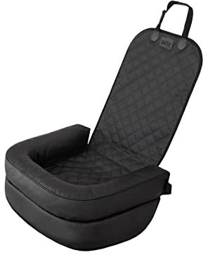 Hundeautositz, Hundebox, Hundebett, Transportboxen, Rückbank, Hundedecke, Hundekörbchen, Katzenbett, für kleine Hunde, 55 x 42 cm, Schwarz Skaj