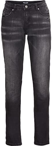 Spirit Motors Slim Mid Miley Damen Jeans, Motorradhose Motorradjeans mit Protektoren schwarz 32/32