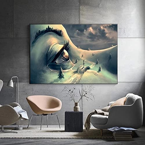 Zhaoyang Art Salvador Dali Surrealismus Wandkunst Bild Leinwand Gemälde Abstrakte Poster und Druck für Wohnzimmer Heimdekoration 70x95cm/28x38in mit Rahmen