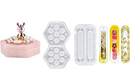 Yalulu 2Pcs Dice Silicone Jar Resin Moulds, Game Dice Storage Box Molds Trinket Jewelry Organizer Resin Casting Mould Storage Bottle Epoxy Silicone Mould