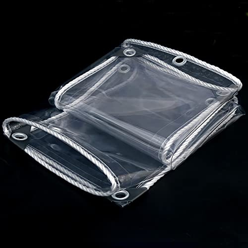 Telone Trasparente Occhiellato Impermeabile Telo di Protezione Pesante Antipioggia Copertura da Esterno,Antistrappo,Protezione e Antipioggia in PE per Barca, Legno, Auto, Piscina,0.35mm, 3x4m