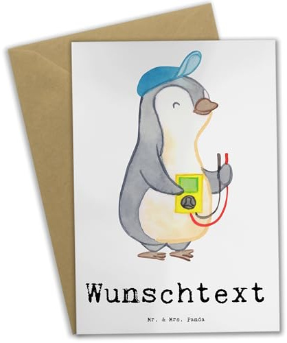 Mr. & Mrs. Panda Personalisierte Karte Elektriker Herz - Geschenke, Spruch, Ausbildung, Grußkarte personalisierbar, personalisiert, Lustig, Grußkarten, individuelle, Geschenk, Elektrotechniker