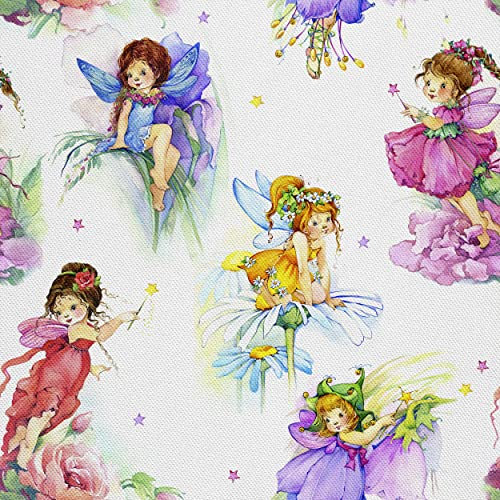 HEKO PANELS Stoff Oxford Wasserdichte Meterware Canvas-Stoff Polyester Stoff Zum Nähen Nähstoffe Möbelstoffe Dekostoffe Handwerken Wasserabweisend Blickdicht Feen 1 Meter 155 x 100 cm