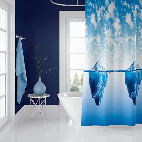 andija Wasserdicht Duschvorhang, 180x200cm Anti-Schimmel Antibakteriell Bad Vorhang, Waschbar Stoff Badezimmer Vorhang, Polyester Badewanne Vorhang mit 12 Duschvorhängeringen (Iceberg)