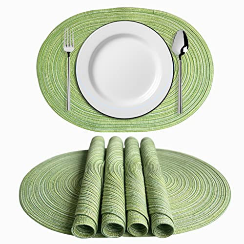 6er Set Platzsets Ovales Geflochtene Tischsets Baumwolle Waschbar Hitzebeständig Platzdeckchen für Hochzei, Küche Abendessen (A,50x35cm)